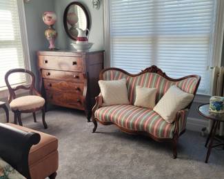 Settee, mahogany dresser