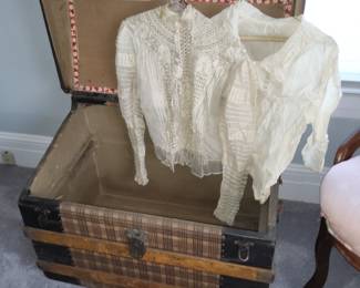 Antique white clothes,  trunk