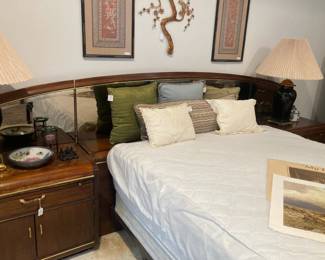 Side tables; queen bed