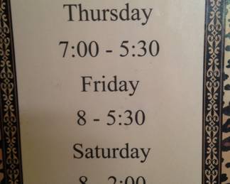 As we have for over 20 years, we will open at 7:00 on Thursday and 8:00 on Friday and Saturday.