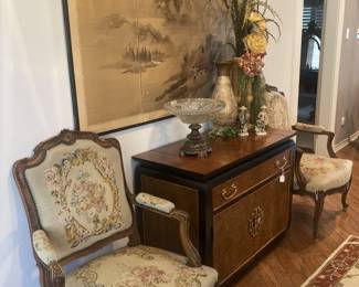 Matching chairs; Asian style side table