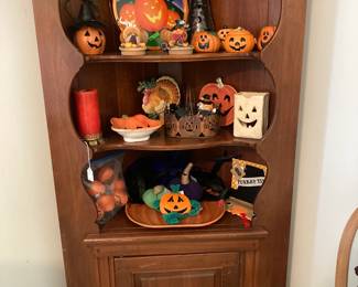 Corner cabinet; fall decorations