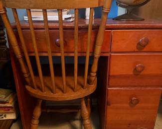 Vintage Wood Desk and Chair, Globe