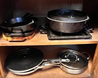 Cast iron and misc pans