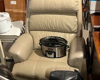 Leather recliner; slow cooker; exercise bike