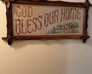 God bless our home in rustic frame