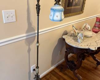 Antique floor lamp with alabaster base