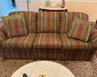 Jewel tone color striped sofa