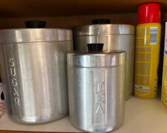Aluminum Sugar, Tea, Coffee Tins