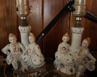 Vintage Porcelain Lamp Pair - Made in Occupied Japann