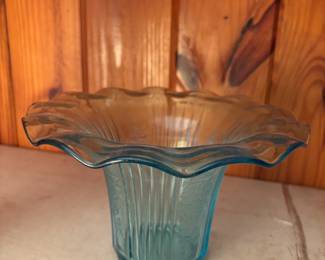 Blue Mayfair Depression Glass Vase