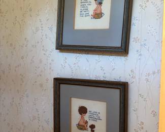 Framed embroidery pair