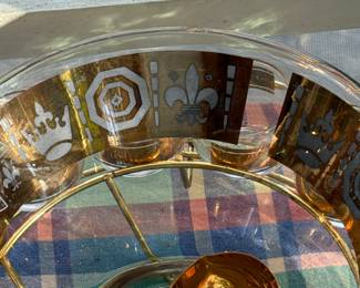 vintage Culver Coronet punch bowl set