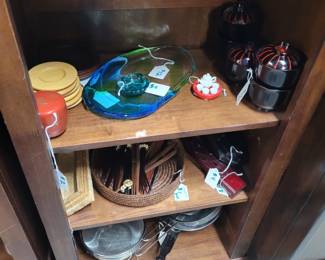 Chopsticks, glass dish, etc