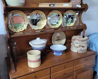 Ethan Allen Cabinet  Roseville Crock etc