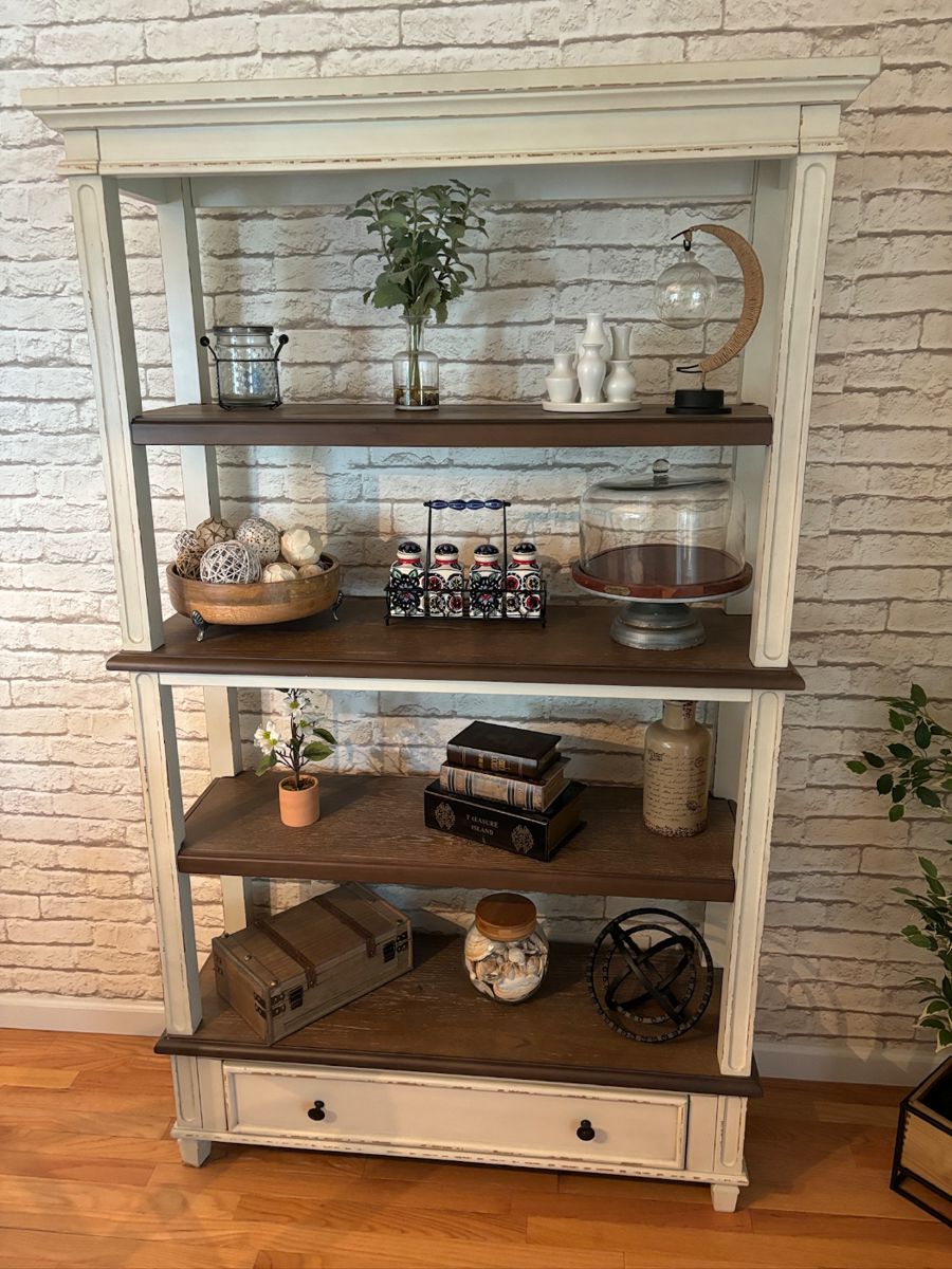 Farmhouse-Style Display Eterge Shelves (2 Available, Matching) by Riverside