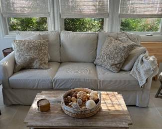 Down-Filled Slip-cover Sofa by Arhaus Furniture (NOTE: cocktail table has been SOLD)