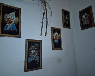 Vintage Clown Velvet paintings