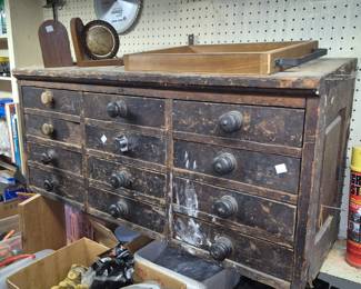 Antique multi drawer wood cabinet