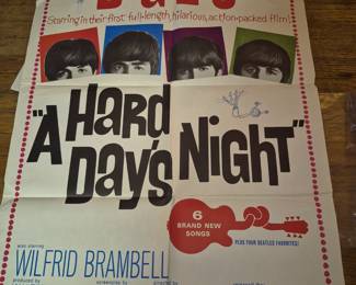 Vintage original Beatles A Hard Days Night Movie poster