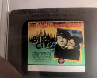 The Big City - Spencer Tracy, Luise Rainer. Magic lantern glass slide.