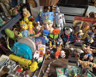 Vintage Flintstones and Simpsons toys