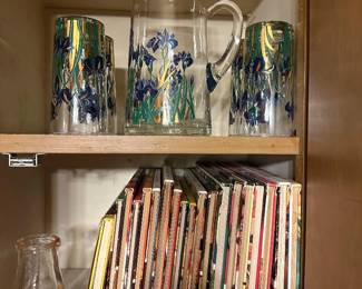 Kitchen Cupbard Receipe Booksw  Iris Pitcher  Glasses