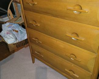 John Widdicomb bedroom set includes 2 twin beds, full bed, dresser and mirror vanity and mirror and stool, chest of drawers and 2 night stands