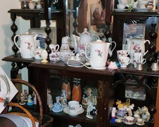 Antique what not shelf and tons of knick knacks