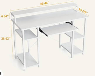 CubiCubi Computer Desk with Keyboard Tray, 47 Inch, White