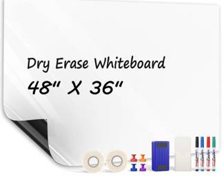 MaxGear White Board 48 x 36 Inch Dry Erase Board Adhesive