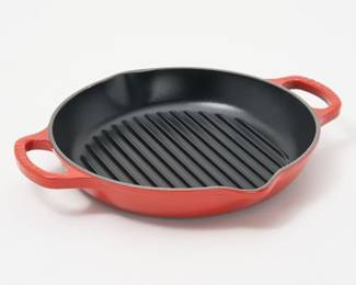 Le Creuset 9.75in Signature Cast Iron Deep Grill Pan, Cerise, Retail - $133.25