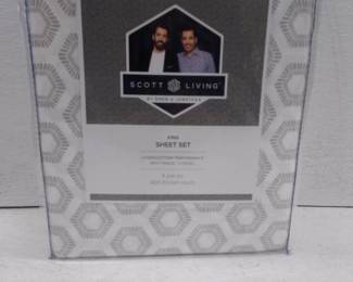 Scott Living 400TC HygroCotton & Tencel Sheet Set, King, Harbor Mist Geo