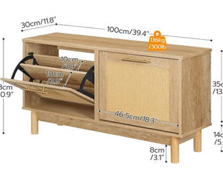 Hoobro Shoe Storage Bench for Entryway, Shoe Bench with 2 Flip Drawers
