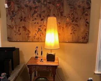 Picture, lamp, and table