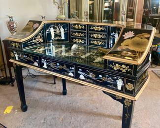 Asian lacquered desk w/chair