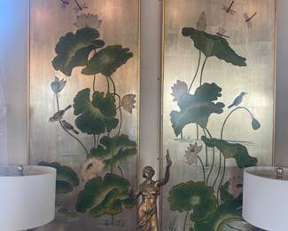 Pair large paintings 