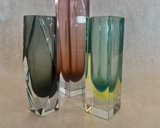 Colored glass modern vases