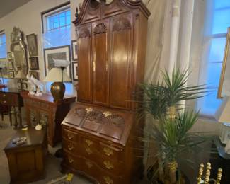 Harden Newport mahogany block front & shell secretary desk