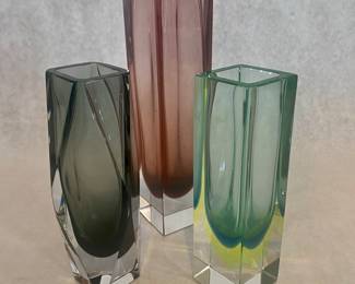 Colored glass modern vases