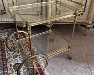 Glass & brass bar cart