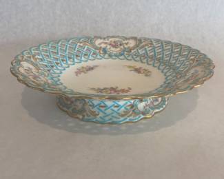 Antique Mintons footed reticulated dish