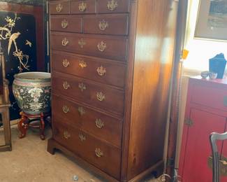 Antique tall chest - graduated drawers