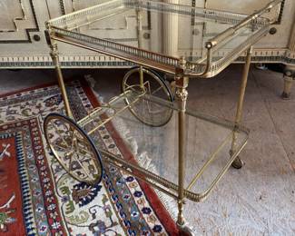 Glass & brass bar cart