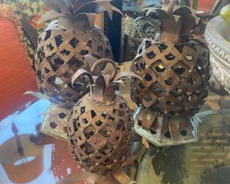 Metal pineapple candle holders