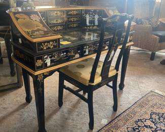 Asian lacquered desk w/chair