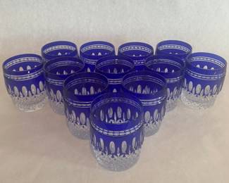Waterford Crystal Clarendon Cobalt Double Old Fashioned Glasses