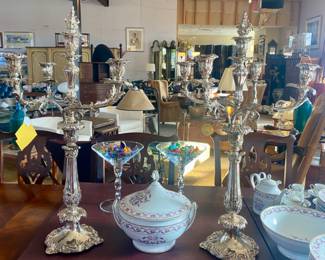 XL Silverplate candelabra pair