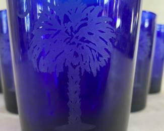 Cobalt palm tree glasses