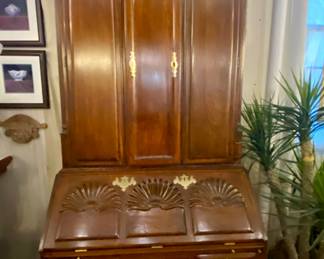 Harden Newport mahogany block front & shell secretary desk